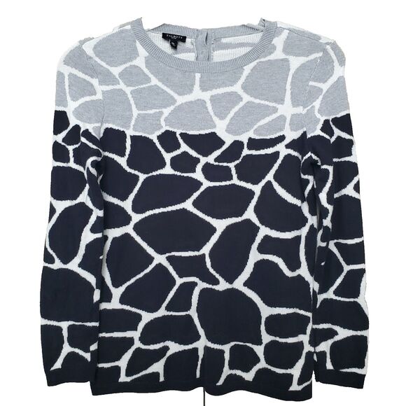 Talbots Petites Gray/Black Cotton Blend Giraffe Print Pullover Sweater Size MP - Picture 1 of 6